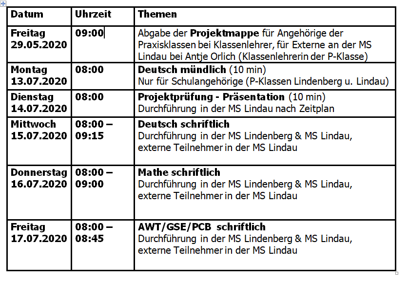  Prüfungen Termine - Mittelschule Lindau Motiv 